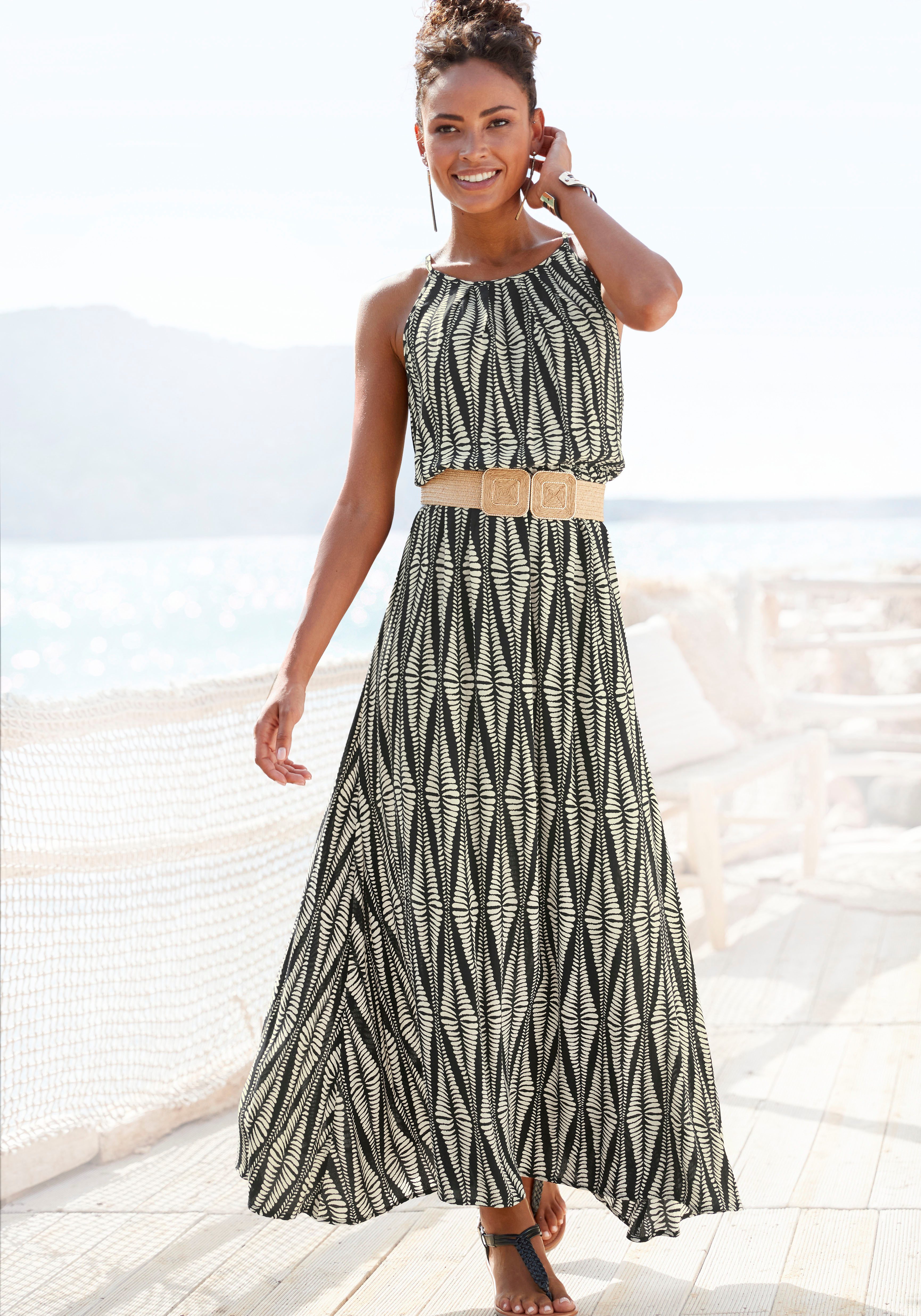 LASCANA Maxikleid, aus gewebter Viskose im Alloverprint, luftiges Sommerkle günstig online kaufen