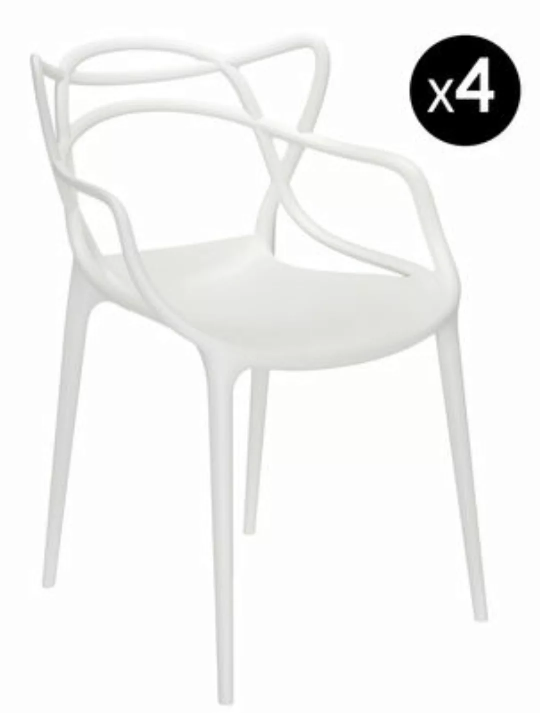 Stapelbarer Stuhl Masters plastikmaterial weiß 4-er Set - Kartell - Weiß günstig online kaufen