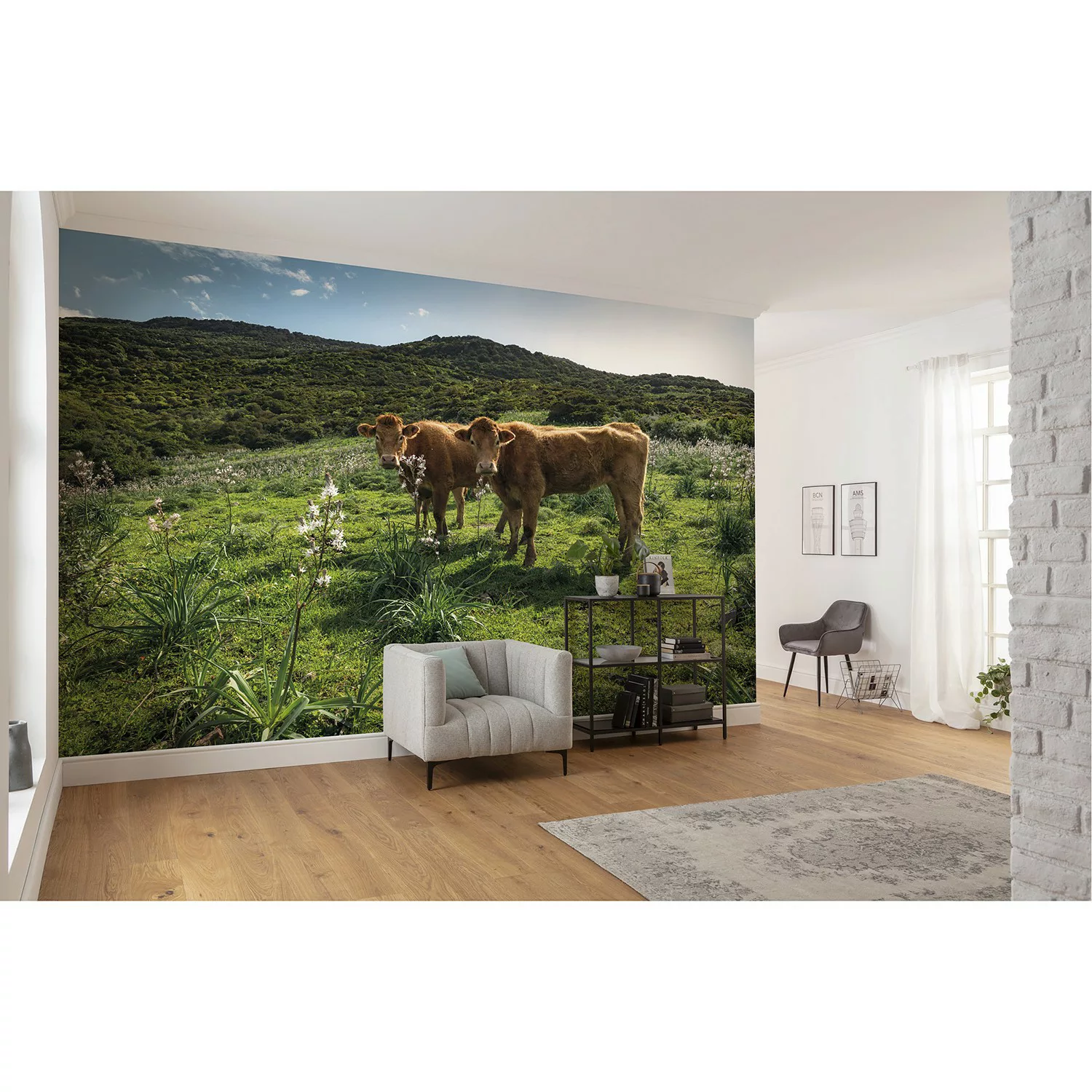 KOMAR Vlies Fototapete - Kuhparadies - Größe 450 x 280 cm mehrfarbig günstig online kaufen