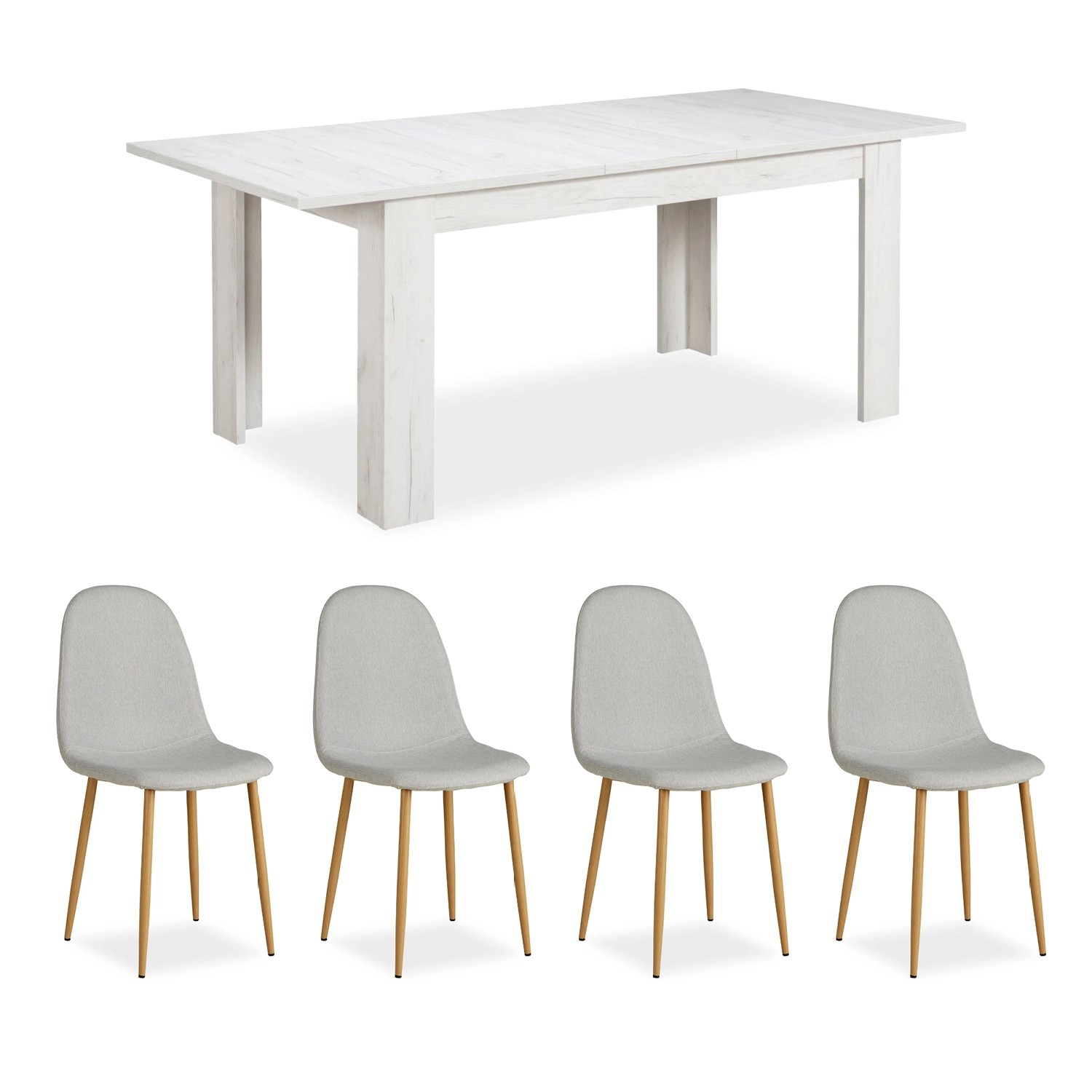 Homestyle4u Essgruppe mit 4 Polsterstühlen in Grau und Weiß 2380 günstig online kaufen