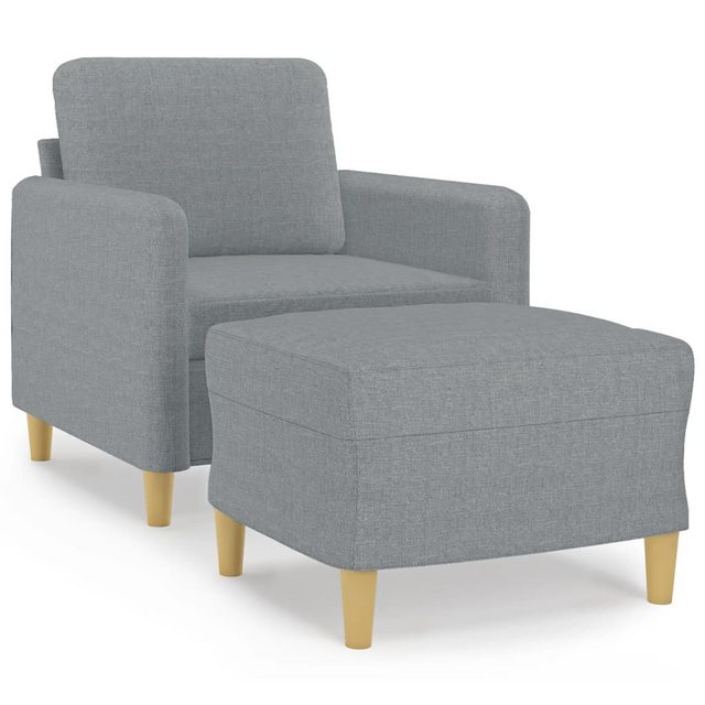 vidaXL Sofa Sessel mit Hocker 60 cm Stoff, Hellgrau günstig online kaufen