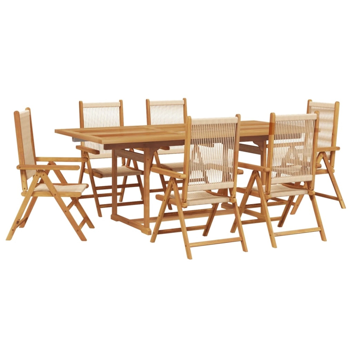 vidaXL 7-tlg Garten-Essgruppe Polypropylen und Massivholz Beige Modell 2 günstig online kaufen