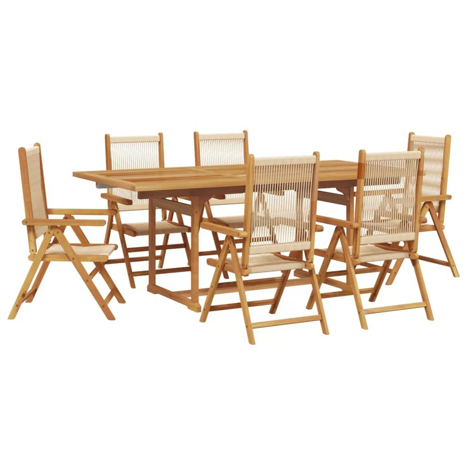 vidaXL 7-tlg Garten-Essgruppe Polypropylen und Massivholz Beige Modell 2 günstig online kaufen