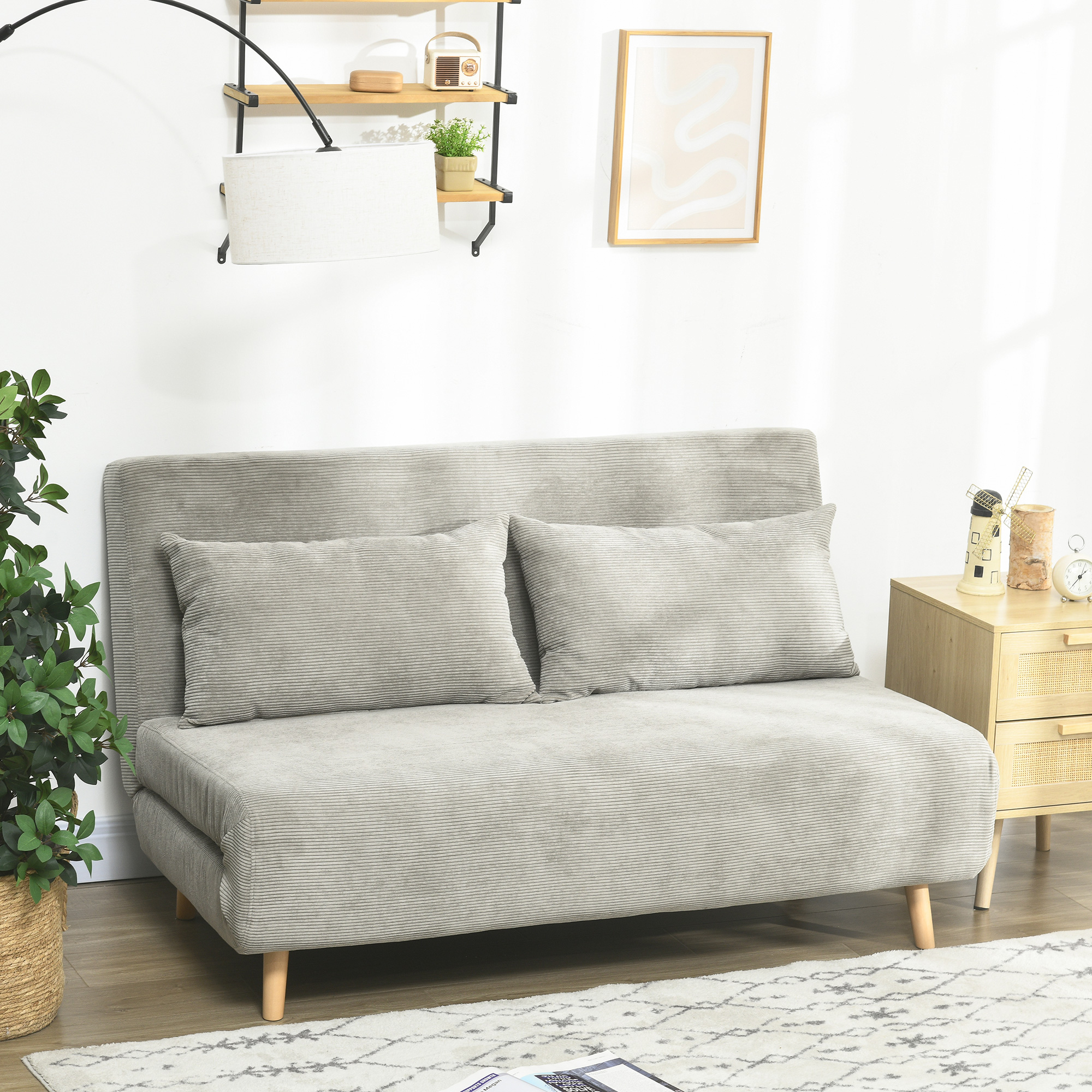 HOMCOM Schlafsofa, Klappbett mit Bettfunktion, Rückenkissen, Polstersofa mi günstig online kaufen