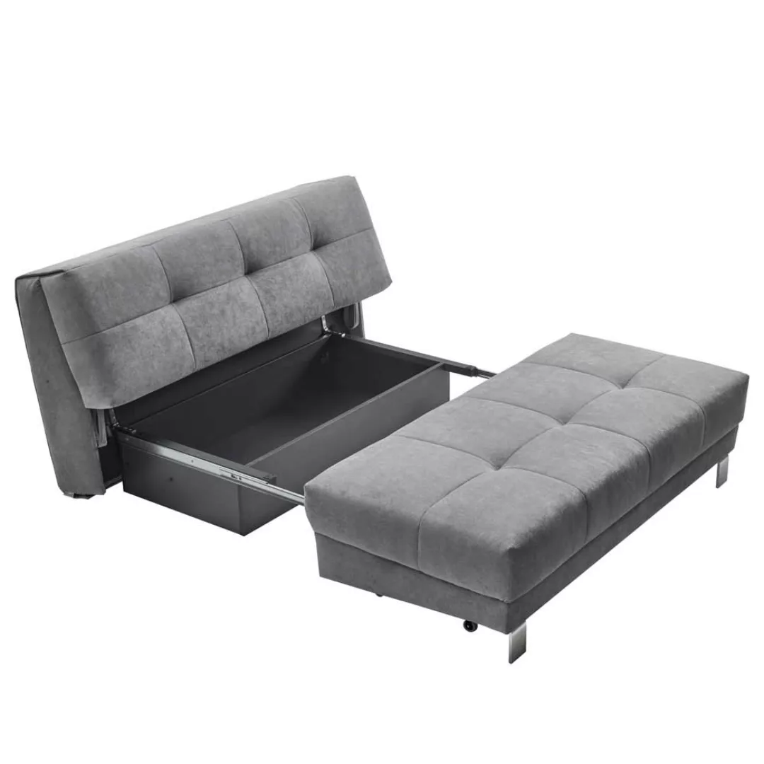 Bettsofa in Grau Microvelour 110 cm tief günstig online kaufen