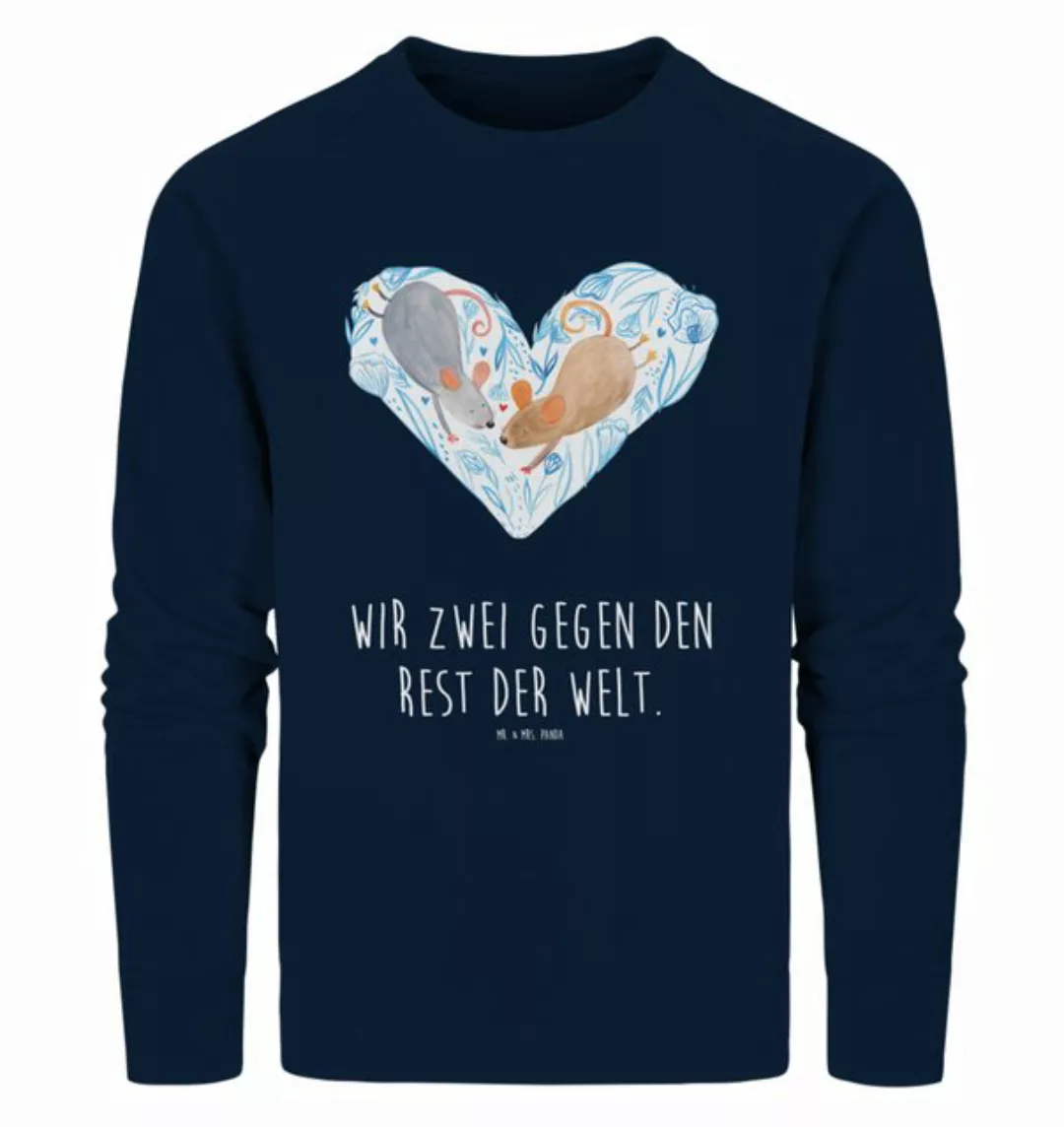 Mr. & Mrs. Panda Longpullover Größe M Mäuse Herz - French Navy - Geschenk, günstig online kaufen