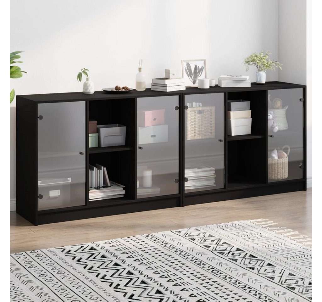 vidaXL Bücherregal Bücherschrank mit Türen Schwarz 204x37x75 cm Spanplatte günstig online kaufen