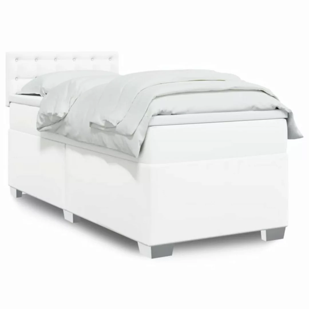 vidaXL Boxspringbett, Boxspringbett mit Matratze Weiß 100x200 cm Kunstleder günstig online kaufen