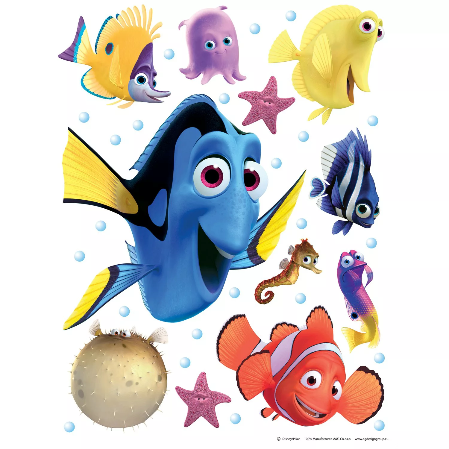 Disney Wandtattoo Findet Dorie Weiß und Blau 65 x 85 cm 600101 günstig online kaufen