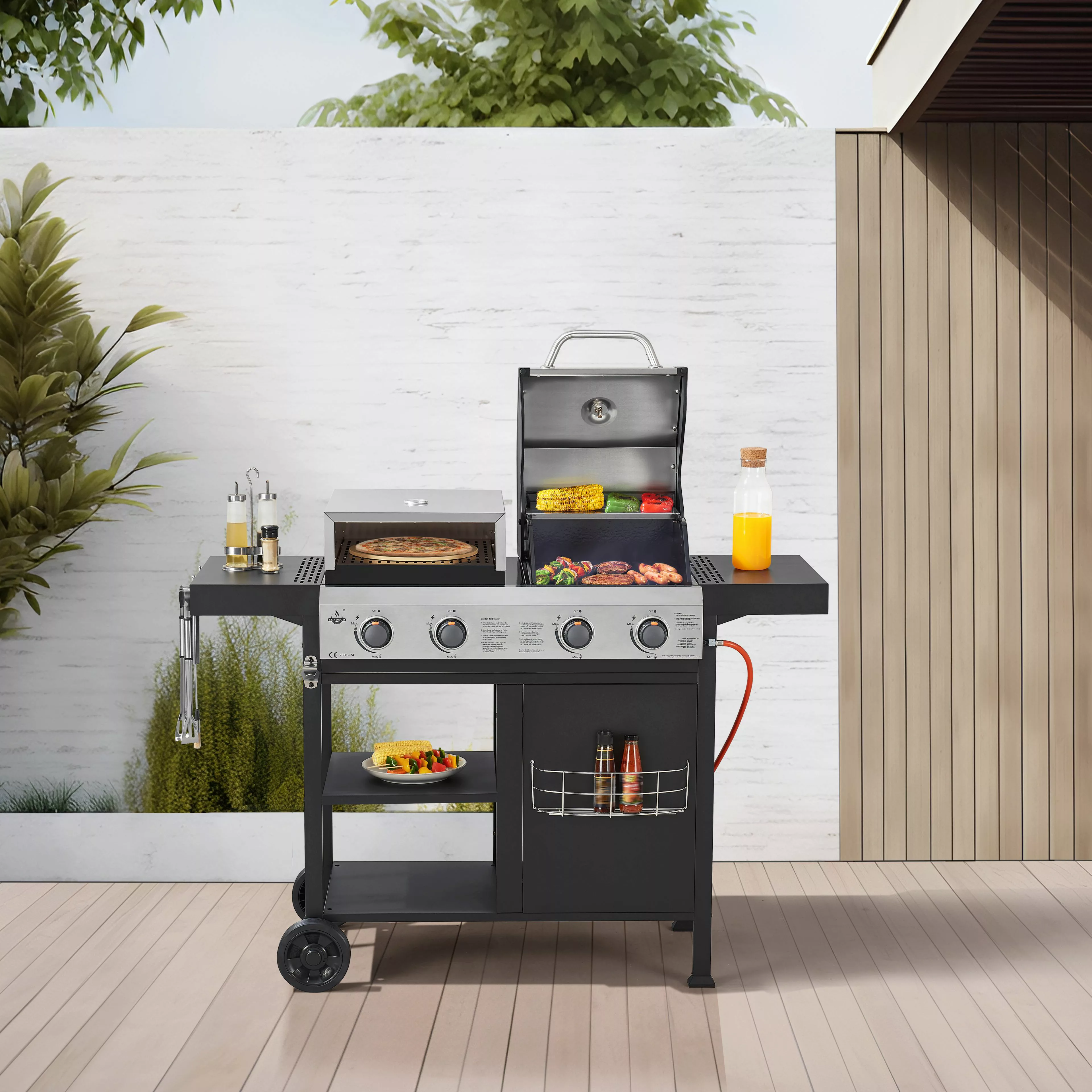 El Fuego Gasgrill "Kombigrill 3-in-1 Boston", inkl. Pizzastein und Planchap günstig online kaufen