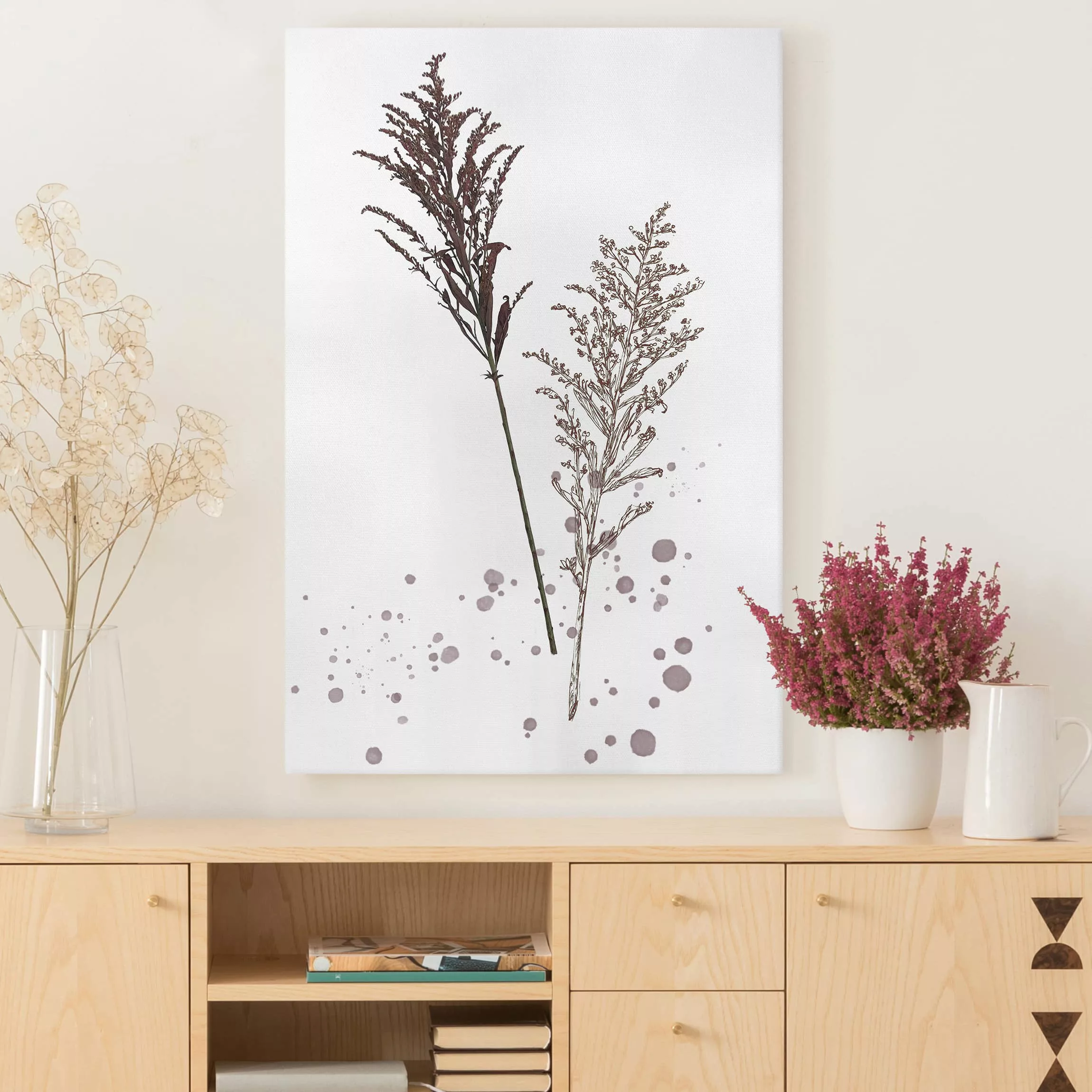 Leinwandbild Botanik - Hochformat Botanisches Aquarell - Schwingelschilf günstig online kaufen