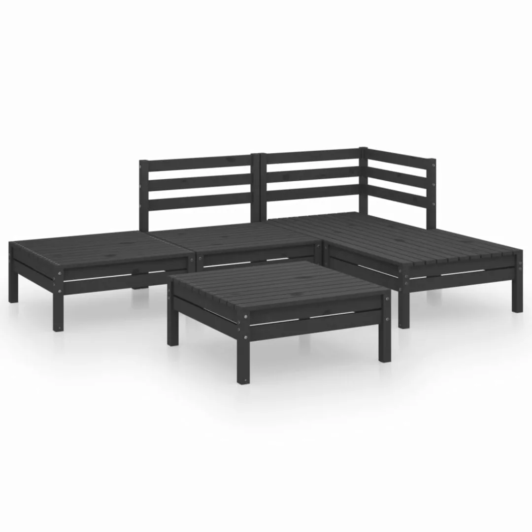 5-tlg. Garten-lounge-set Massivholz Kiefer Schwarz günstig online kaufen