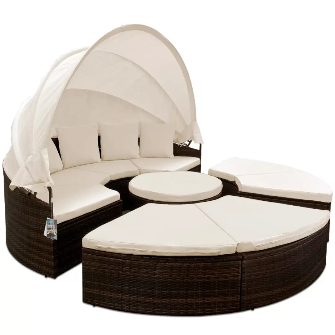 Polyrattan Sonneninsel Braun/Creme Ø230cm günstig online kaufen