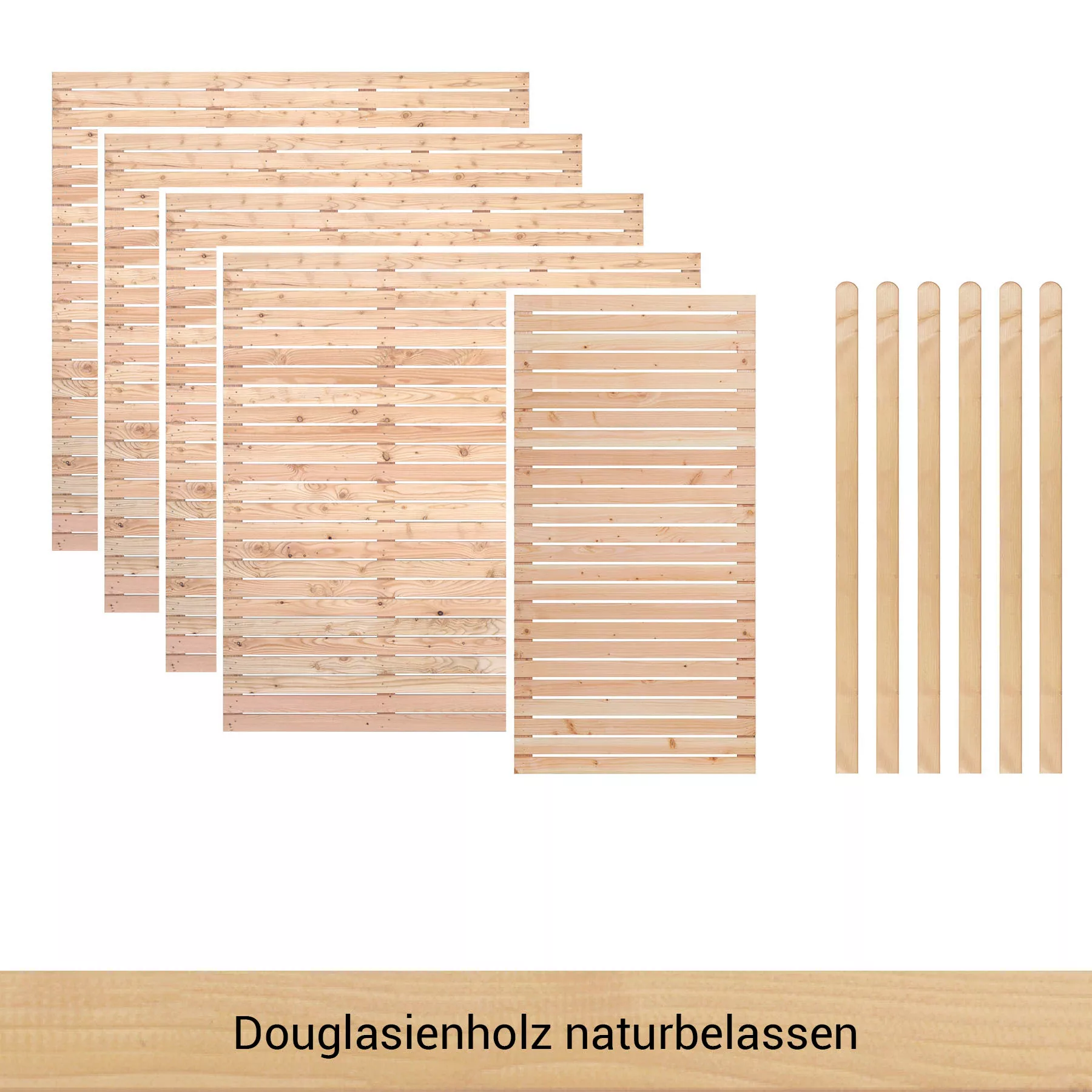 BM Massivholz Zaun "Kurt Set 4.1", 4 Elemente 180 x 180cm, 1 Element 90x180 günstig online kaufen