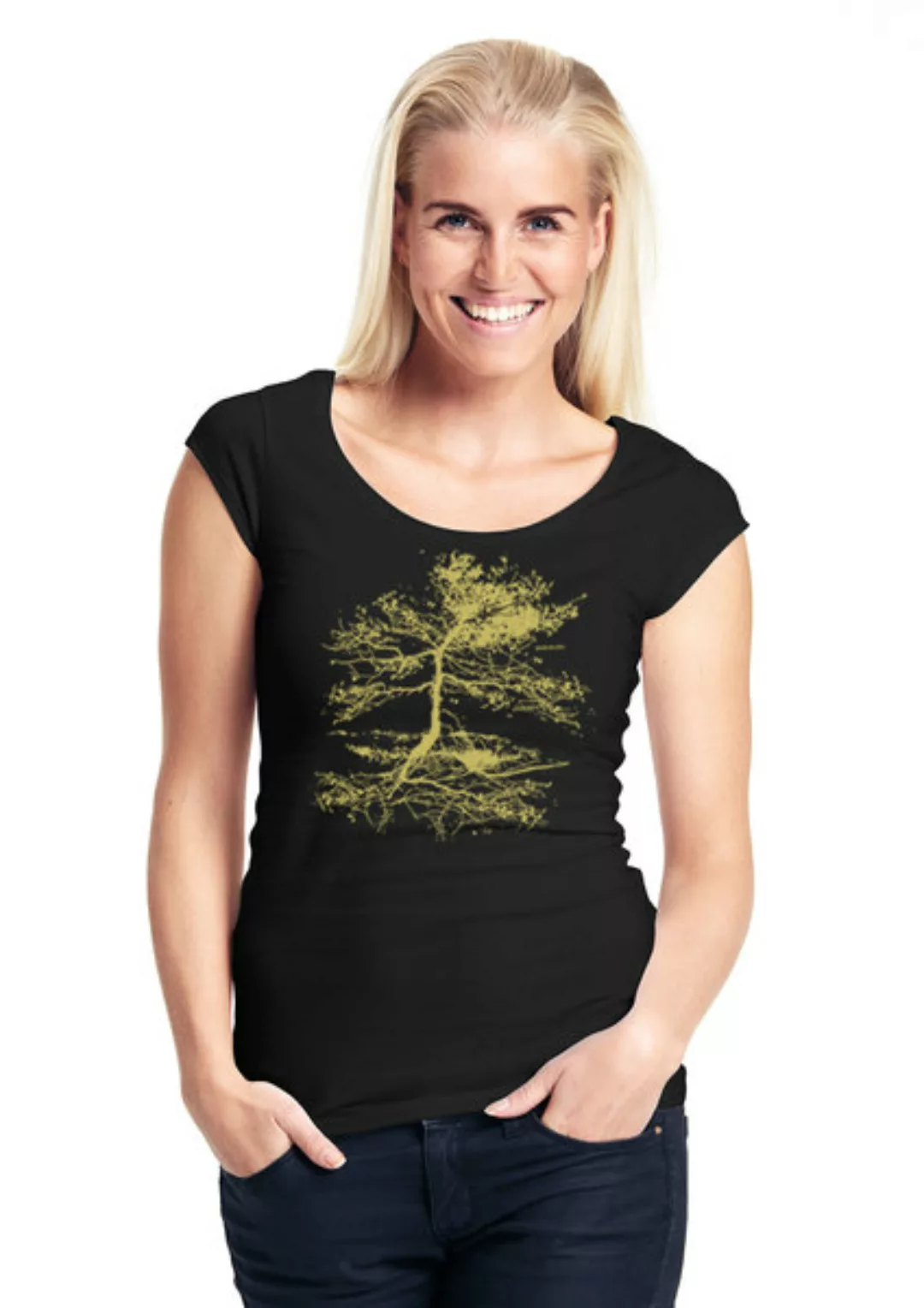 Bio-damen-roundneck-shirt "Rooted" günstig online kaufen