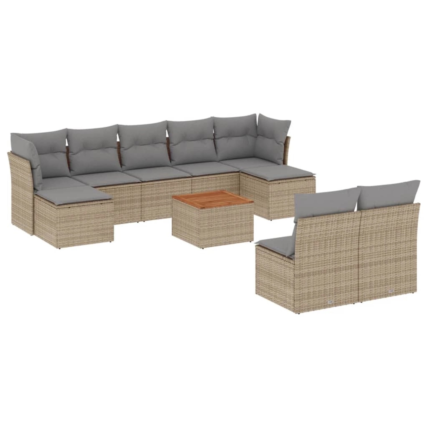vidaXL 10-Tlg Garten-Sofagarnitur mit Kissen Beige Poly Rattan 3223861 günstig online kaufen