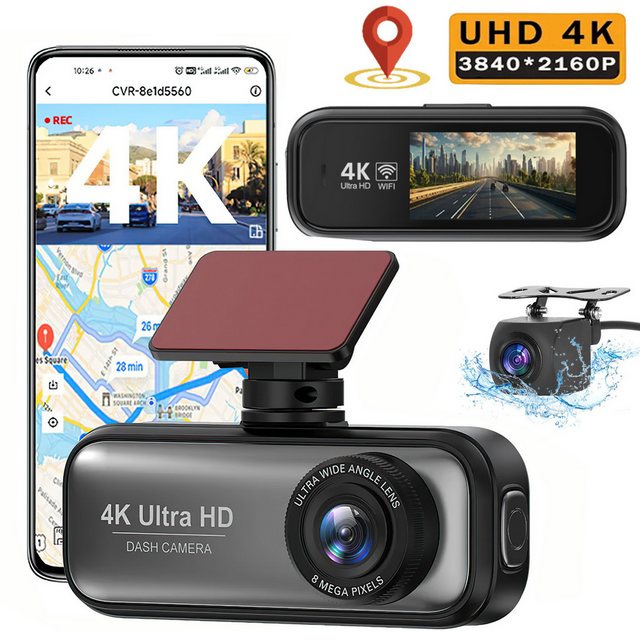 ibettertec Dashcam Auto,2-Kanal 4K+1080P Autokamera,Mit GPS 1.97 Zoll-Bilds günstig online kaufen