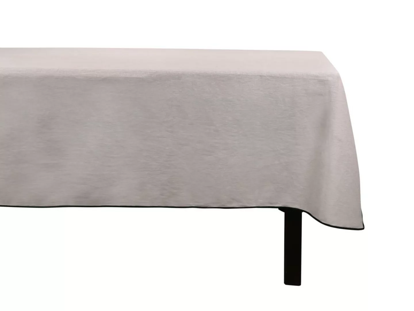Tischdecke aus Baumwolle & Leinen mit schwarzem Rand - 170 x 170 cm - Taupe günstig online kaufen