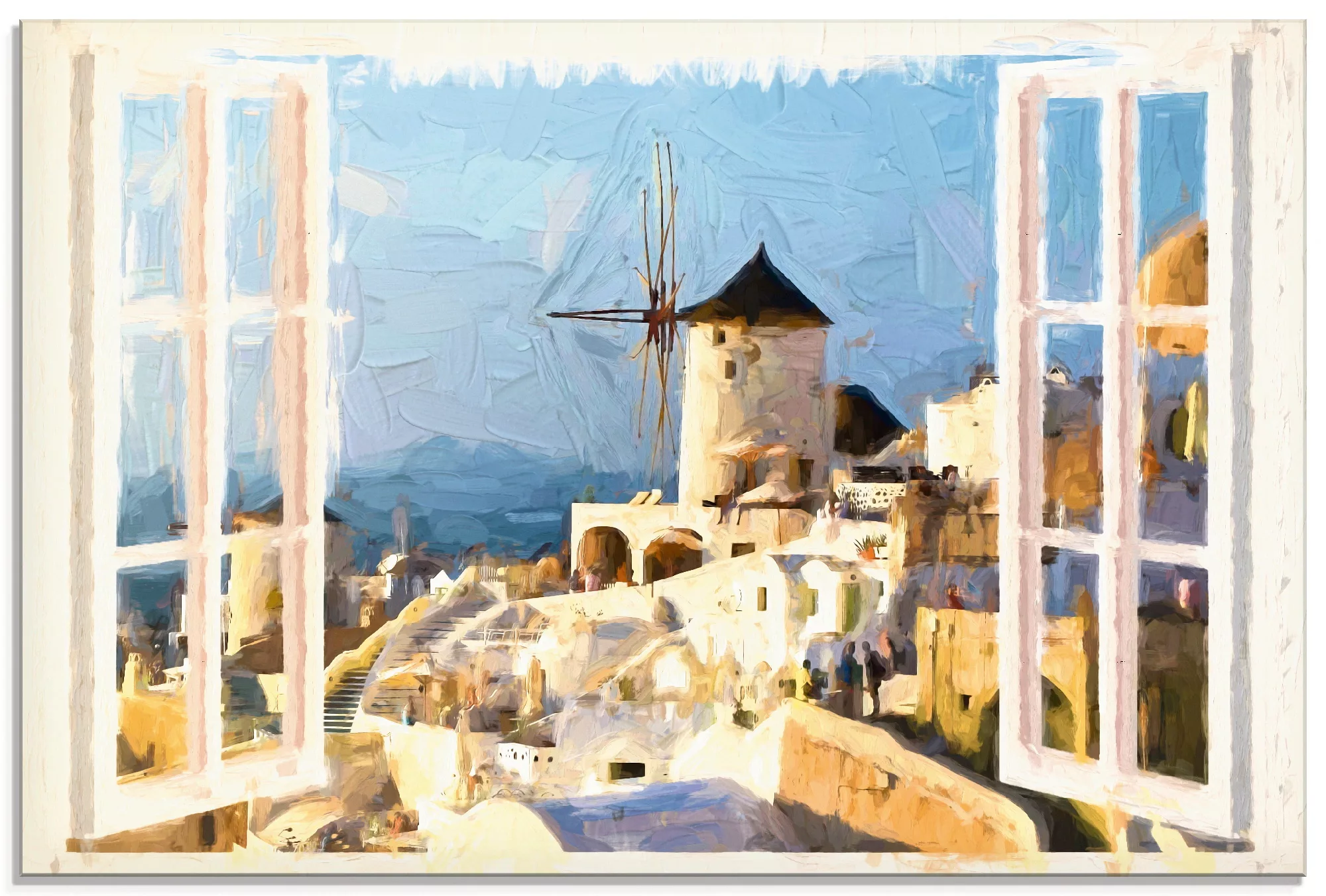 Artland Glasbild "Blick durch das Fenster auf Santorin", Fensterblick, (1 S günstig online kaufen