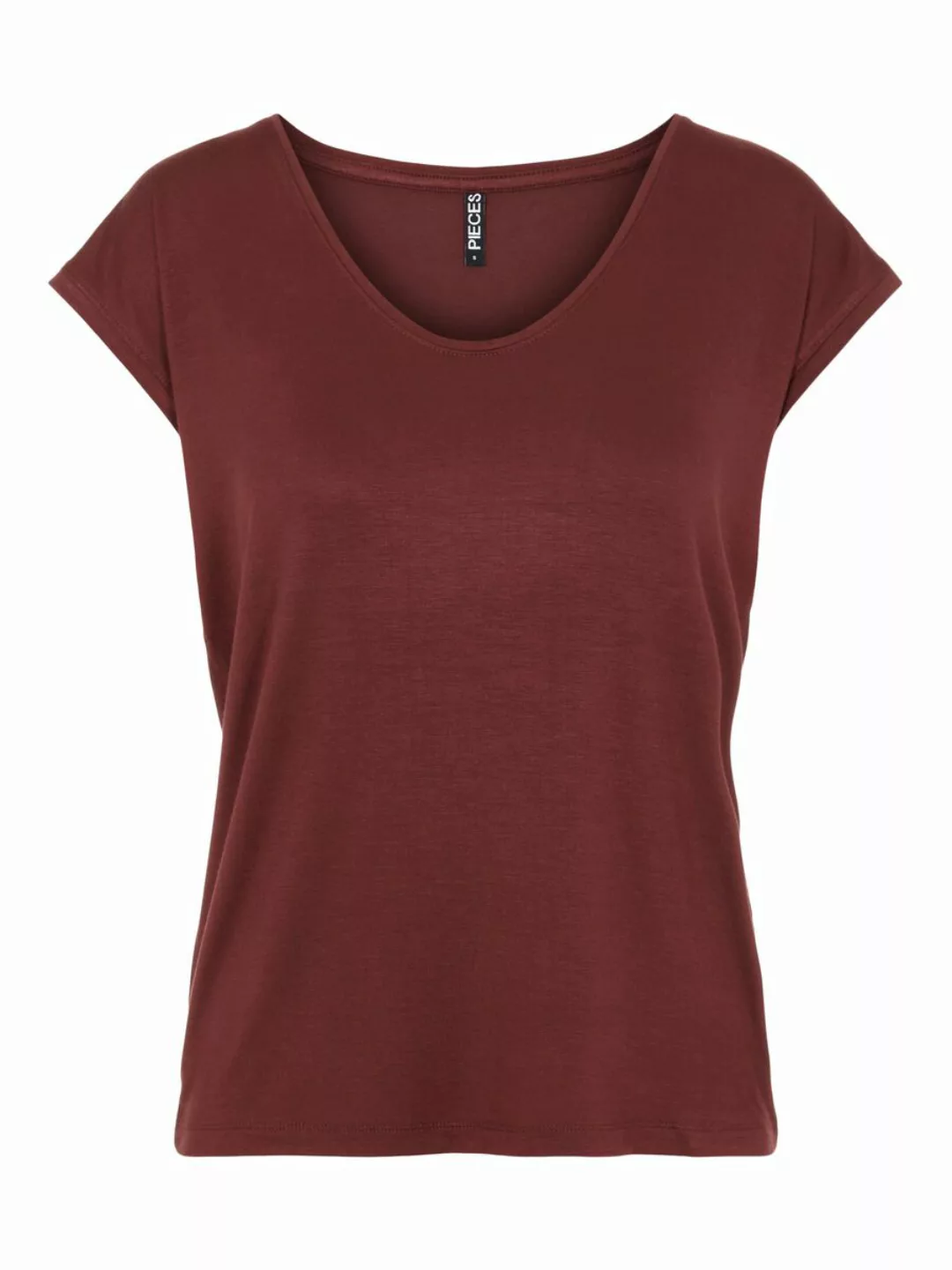 Pieces Billo Einfarbiges T-shirt Mit Kurzen Ärmeln XS Red Mahogany günstig online kaufen