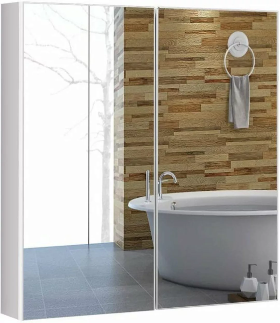 COSTWAY Spiegelschrank Badezimmerspiegelschrank mit Spiegel, 65x62x11,5cm günstig online kaufen