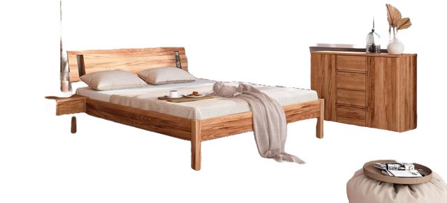 Natur24 Einzelbett Bett Bento 8 Sonderlänge 80x190 Kernbuche Holzkopfteil u günstig online kaufen