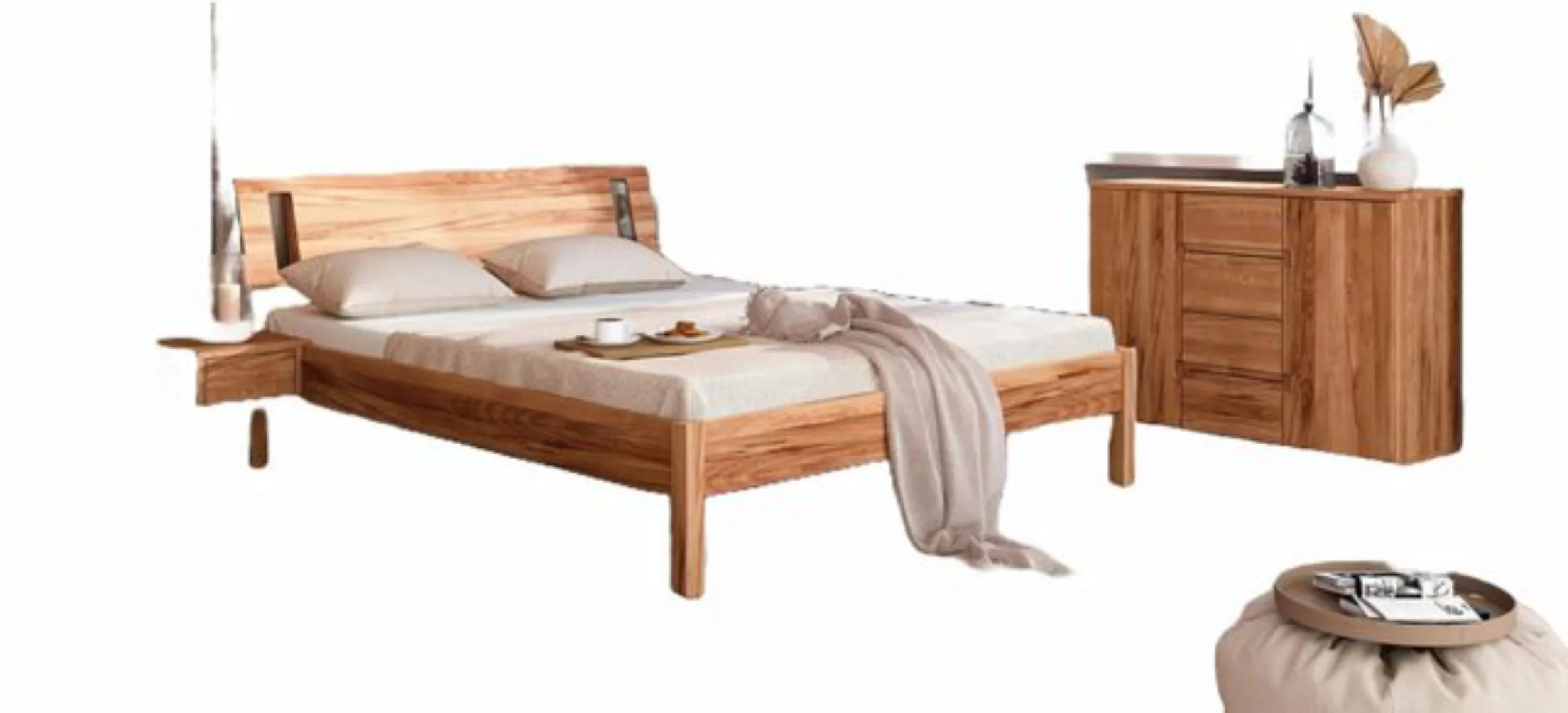 Natur24 Bett Bett Bento 8 Sonderlänge 180x190 Kernbuche Holzkopfteil und Ho günstig online kaufen