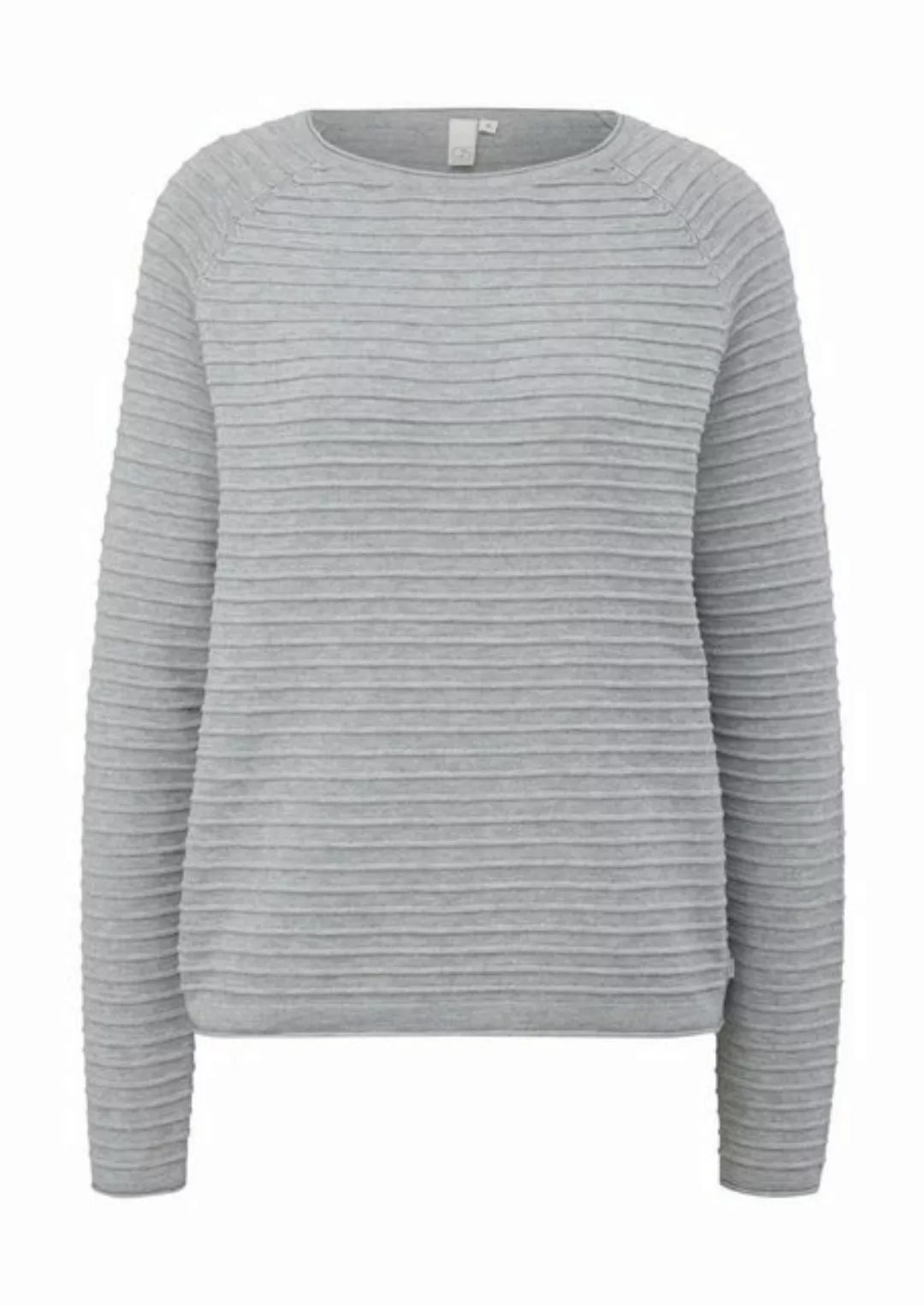 QS Sweatshirt Strickpullover, GREY/BLACK günstig online kaufen