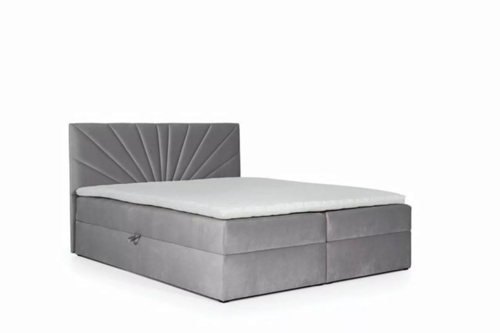 Fun Möbel Boxspringbett Boxspringbett Schlafzimmerbett CARERRA in Stoff Gra günstig online kaufen