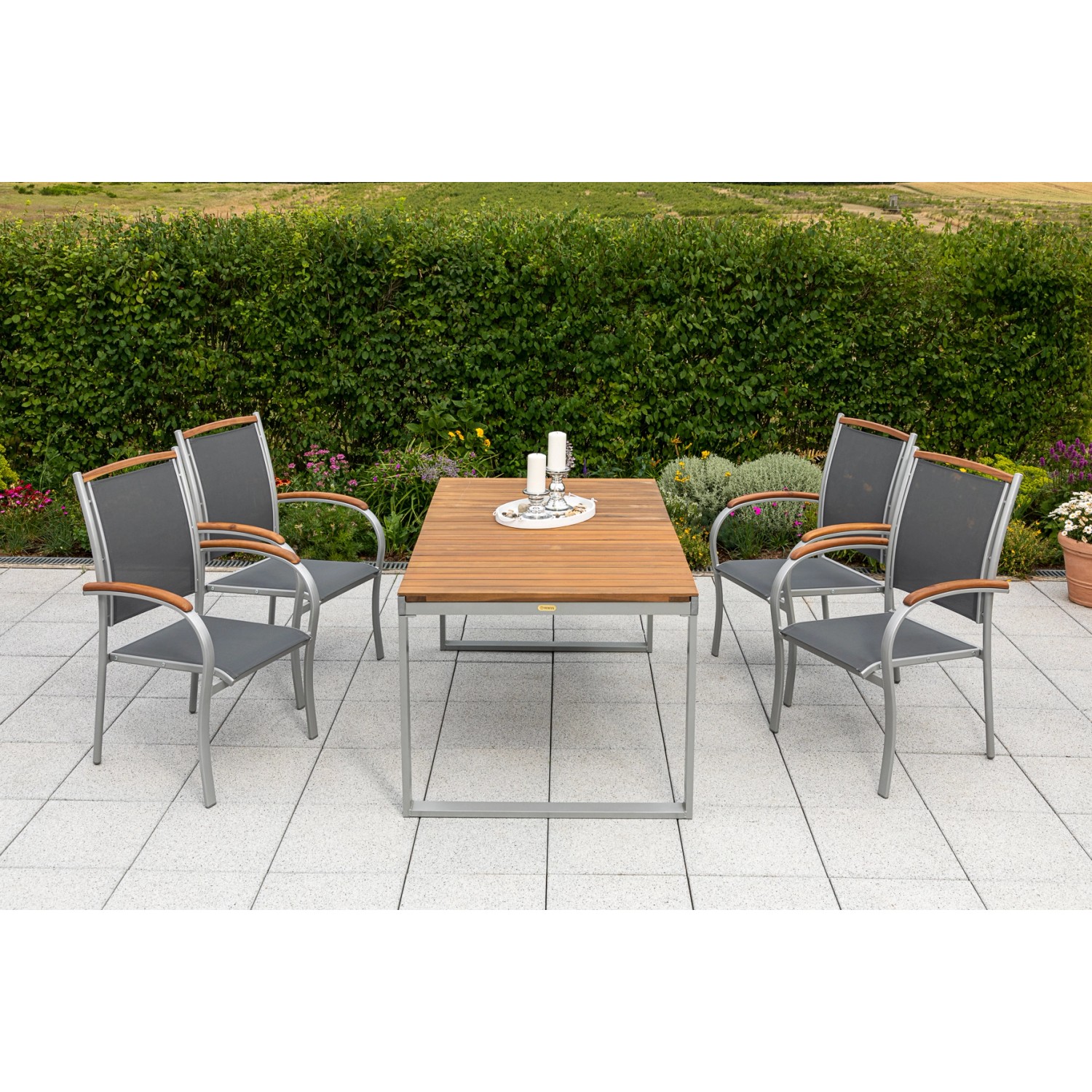 Merxx Siena Set 5-tlg. 6 Stapelsessel Gartentisch Ausziehbar günstig online kaufen