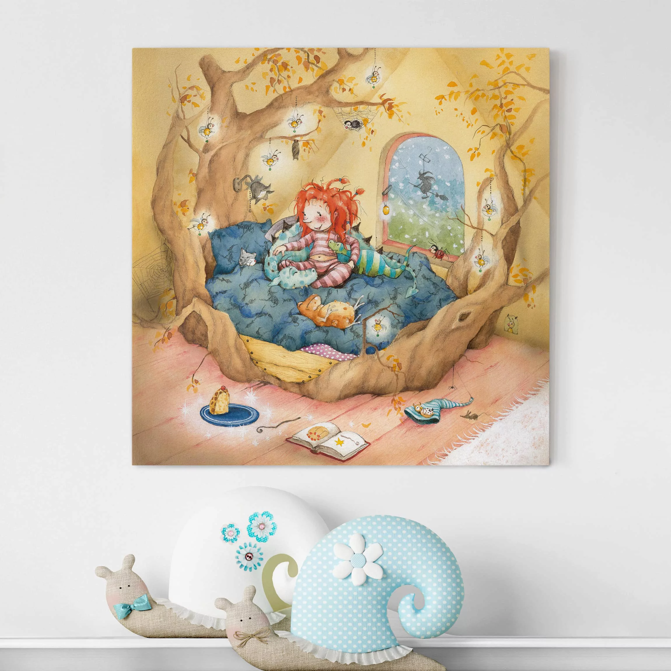 Leinwandbild Kinderzimmer - Quadrat Frida die kleine Waldhexe - Frida kusch günstig online kaufen