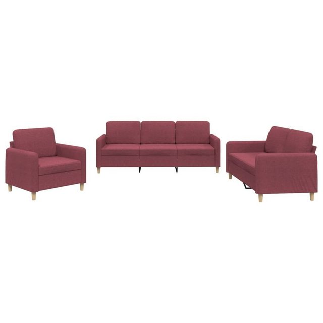 vidaXL Sofa 3-tlg. Sofagarnitur mit Kissen Weinrot Stoff günstig online kaufen