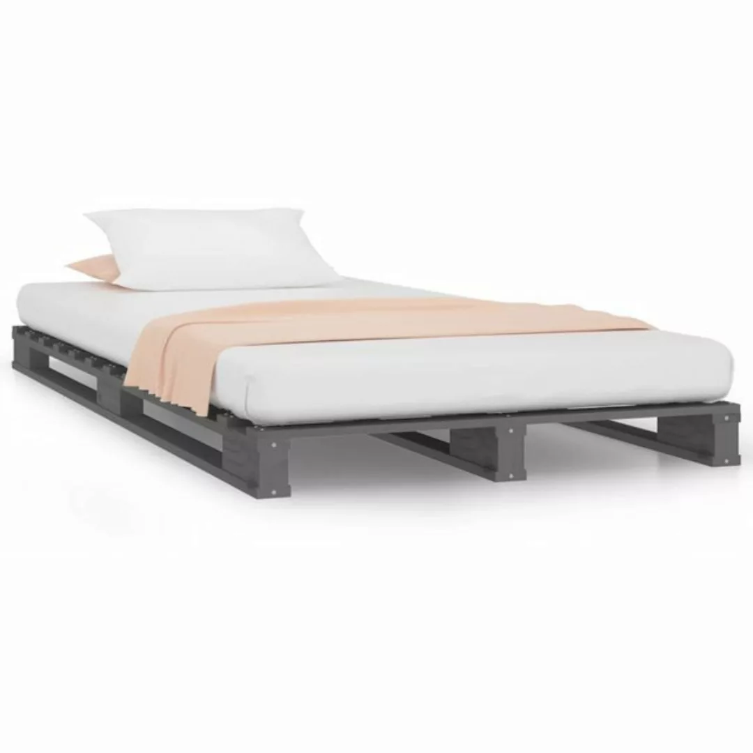 furnicato Bett Palettenbett Grau 100x200 cm Massivholz Kiefer günstig online kaufen