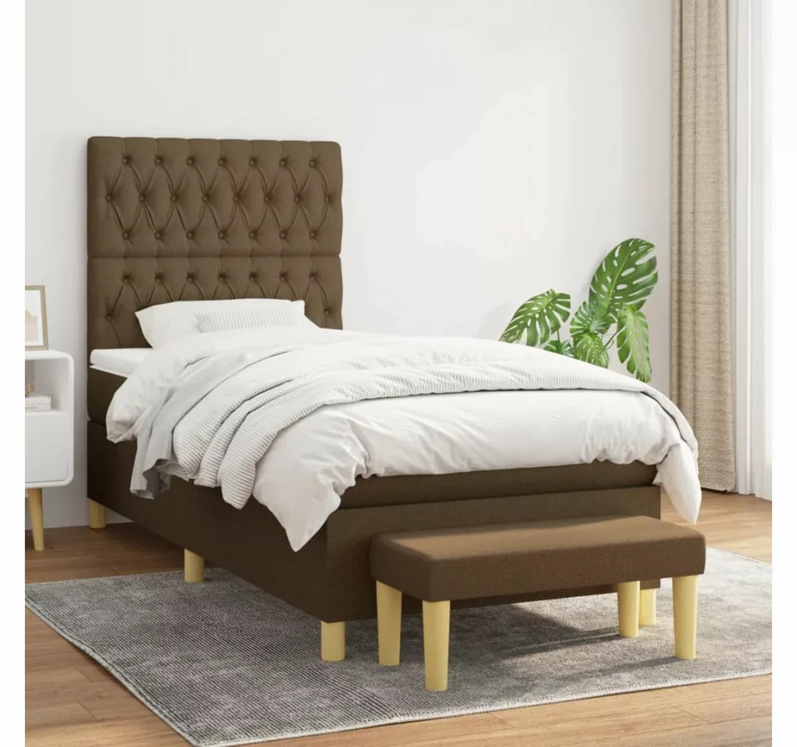 vidaXL Boxspringbett Boxspringbett mit Matratze und Fusshocker Stoff (100x günstig online kaufen