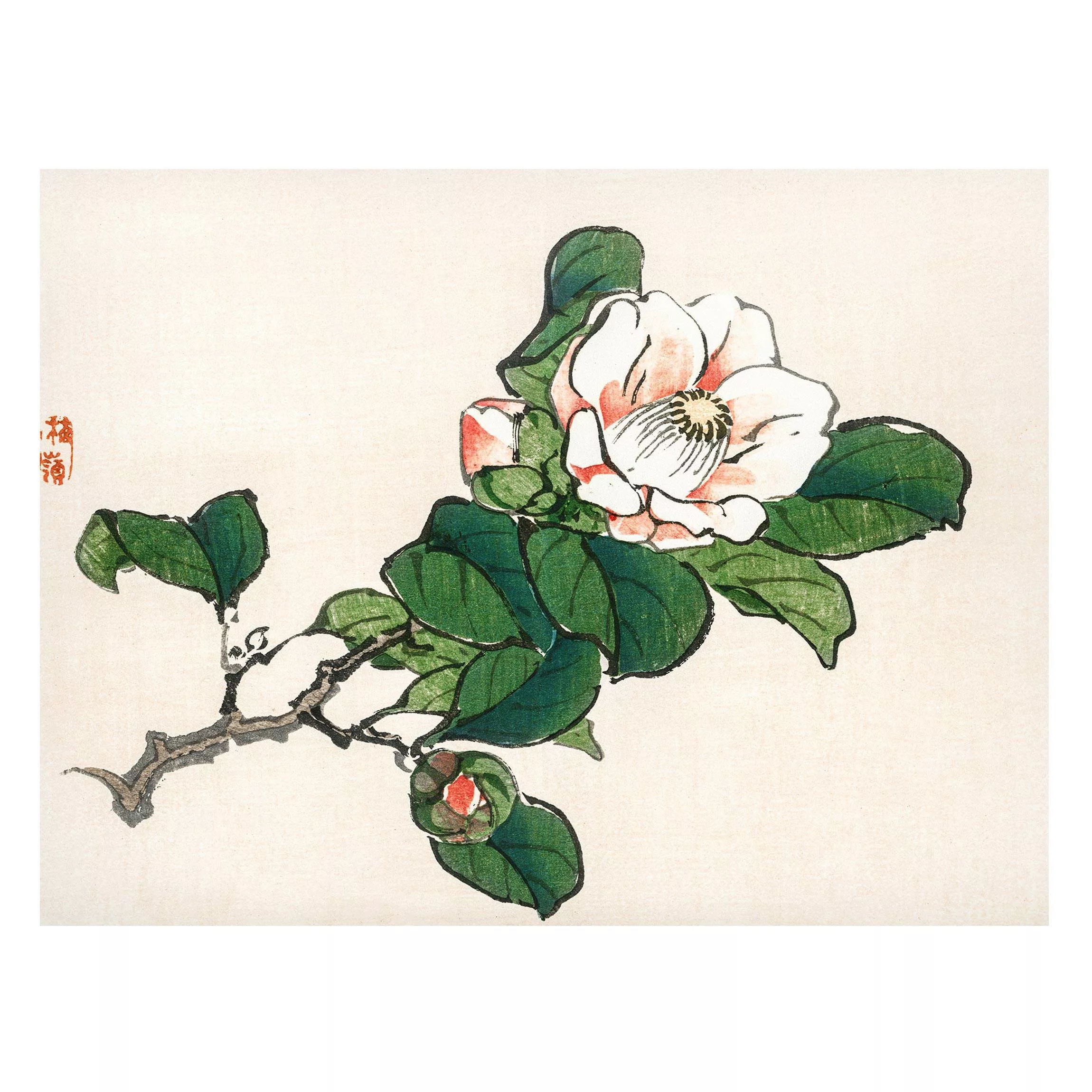 Magnettafel Blumen - Querformat 4:3 Asiatische Vintage Zeichnung Apfelblüte günstig online kaufen