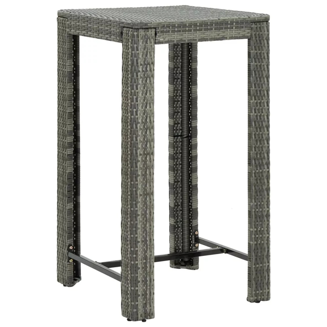 Garten-bartisch Grau 60,5x60,5x110,5 Cm Poly Rattan günstig online kaufen