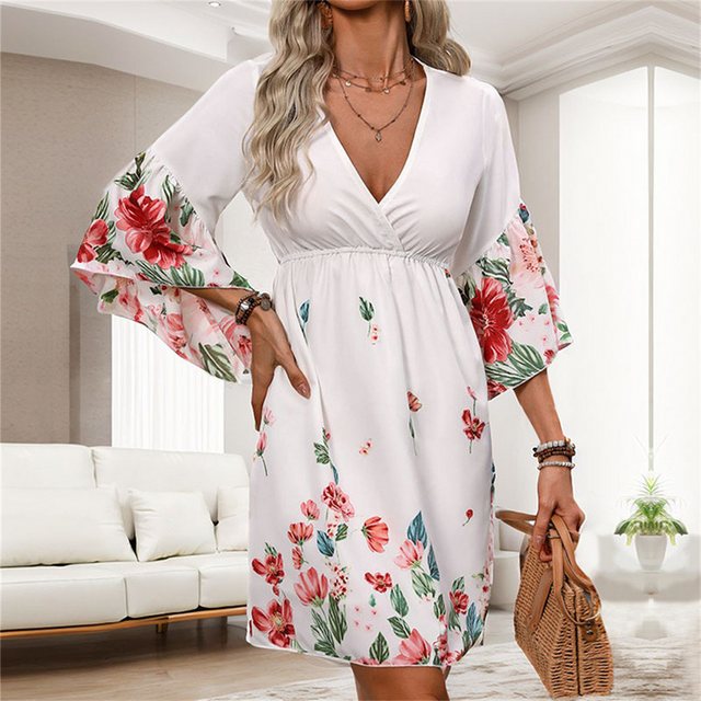 AFAZ New Trading UG Sommerkleid Modisches bedrucktes Damenkleid mit Viertel günstig online kaufen