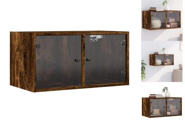vidaXL Fächerschrank Wandschrank mit Glastüren Räuchereiche 68,5x37x35 cm ( günstig online kaufen