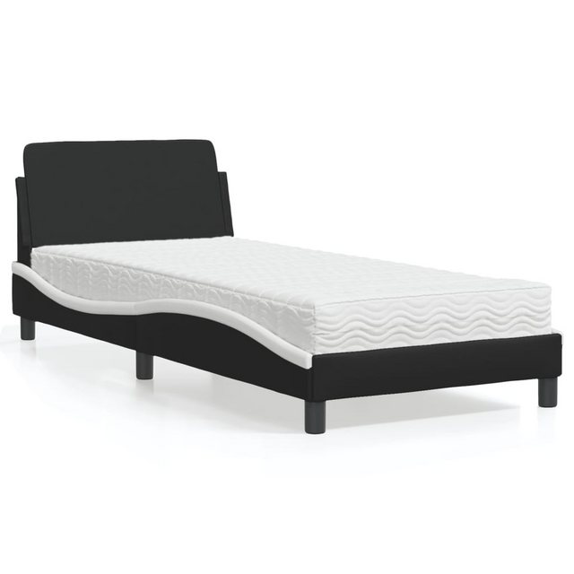 vidaXL Bett Bett mit Matratze Schwarz und Weiß 90x190 cm Kunstleder günstig online kaufen