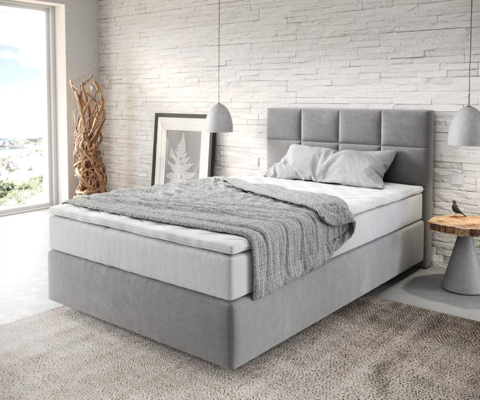 DELIFE Boxspringbett Dream-Fine, Mikrofaser Grau 120x200 cm mit TFK Matratz günstig online kaufen