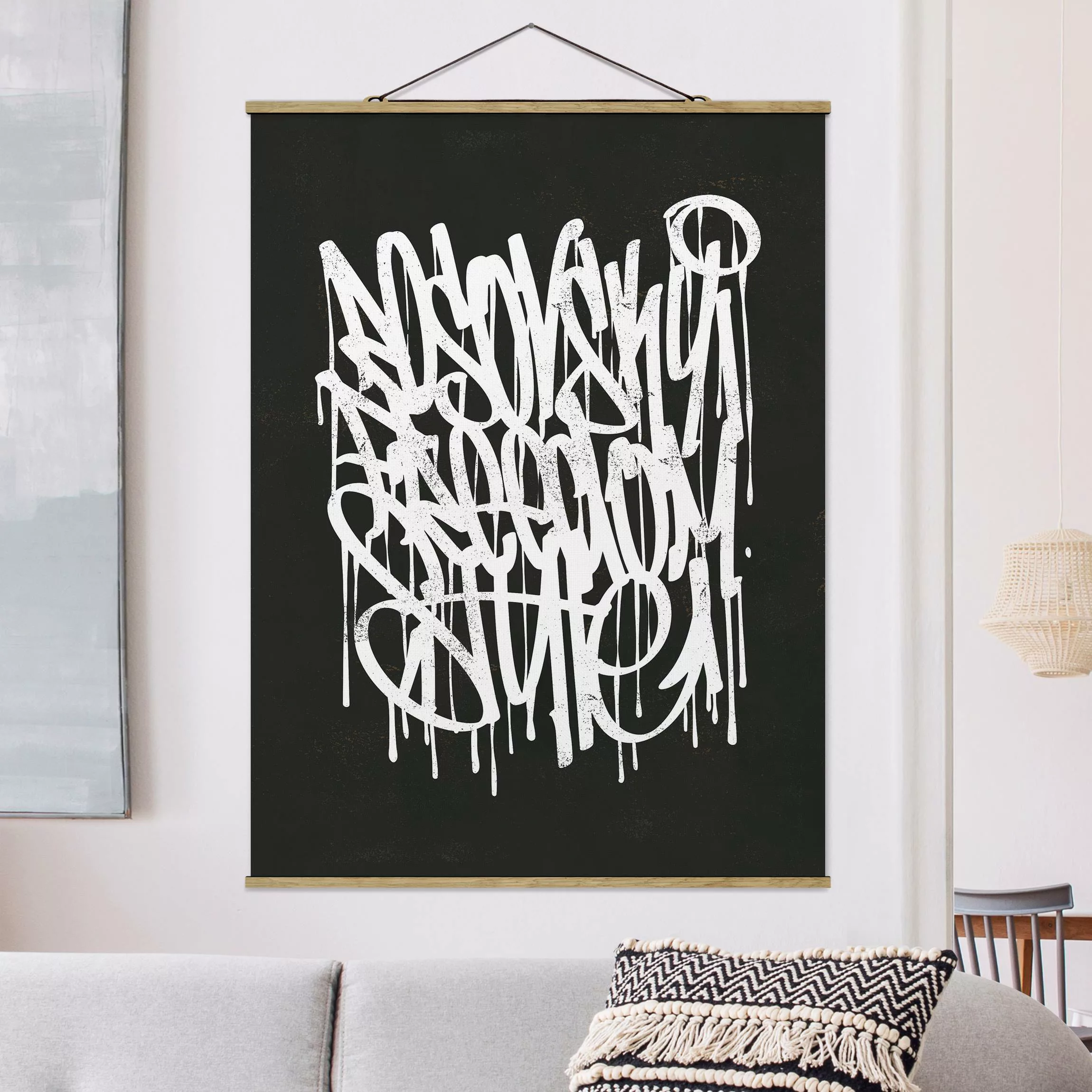 Stoffbild mit Posterleisten Graffiti Art Freedom Style günstig online kaufen