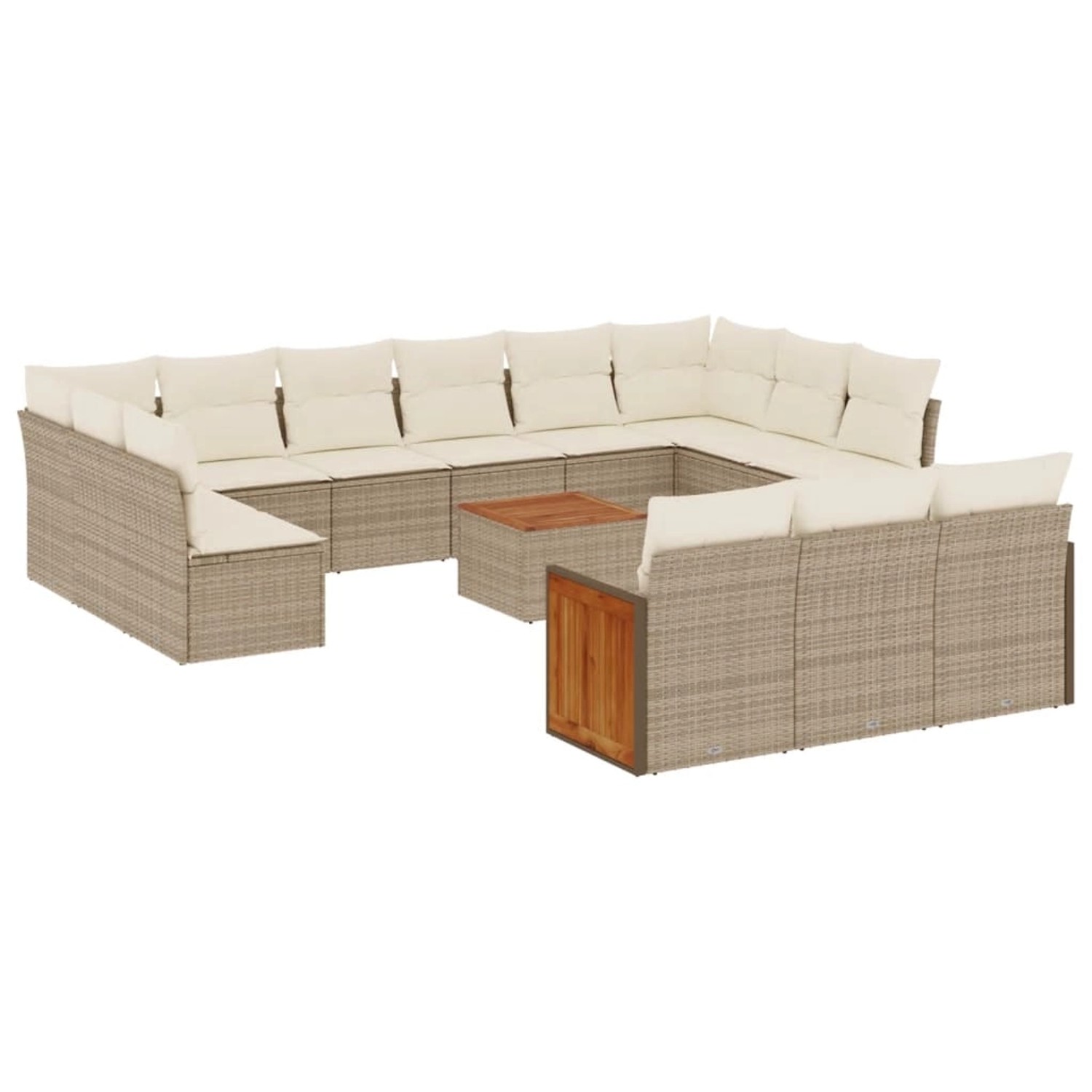vidaXL 14-Tlg Garten-Sofagarnitur mit Kissen Beige Poly Rattan 3260546 günstig online kaufen