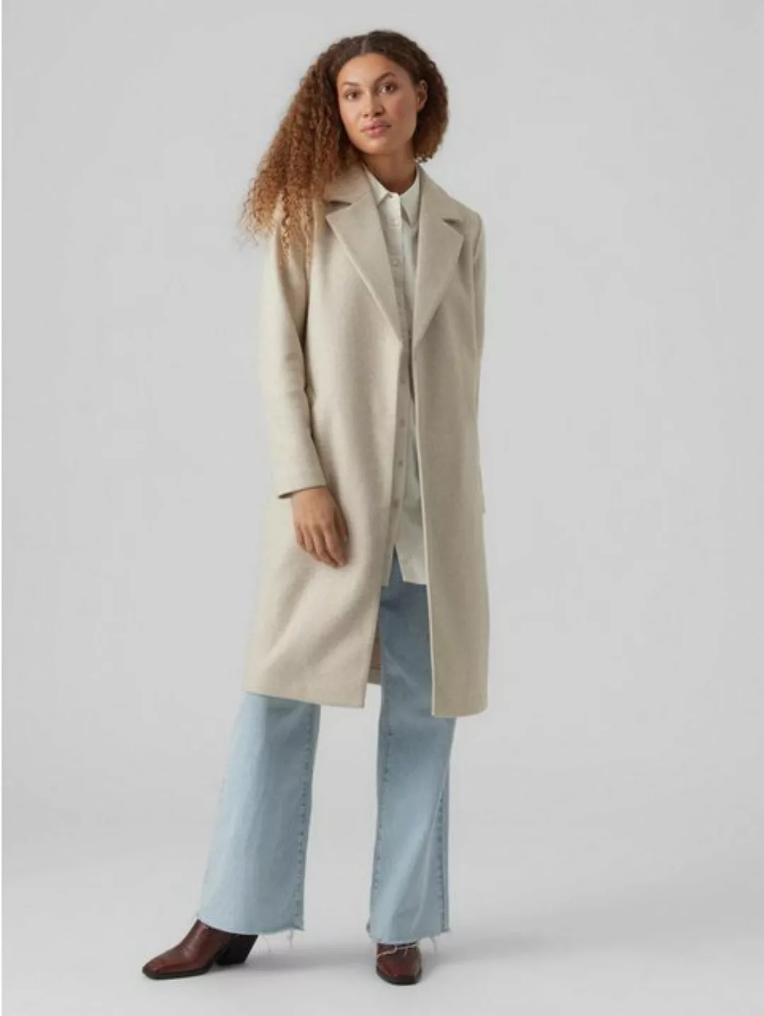 Vero Moda Langmantel Eleganter Mantel mit Bindegürtel Legere Coat Winterjac günstig online kaufen
