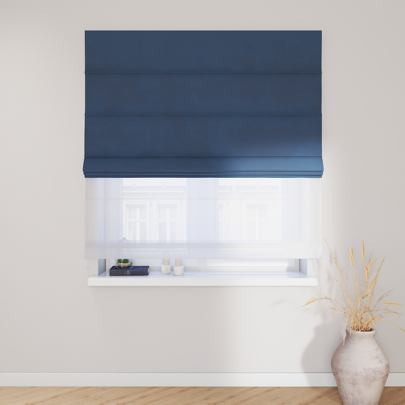 Dekoria Doppelraffrollo Duo, dunkelblau, 100 x 170 cm günstig online kaufen