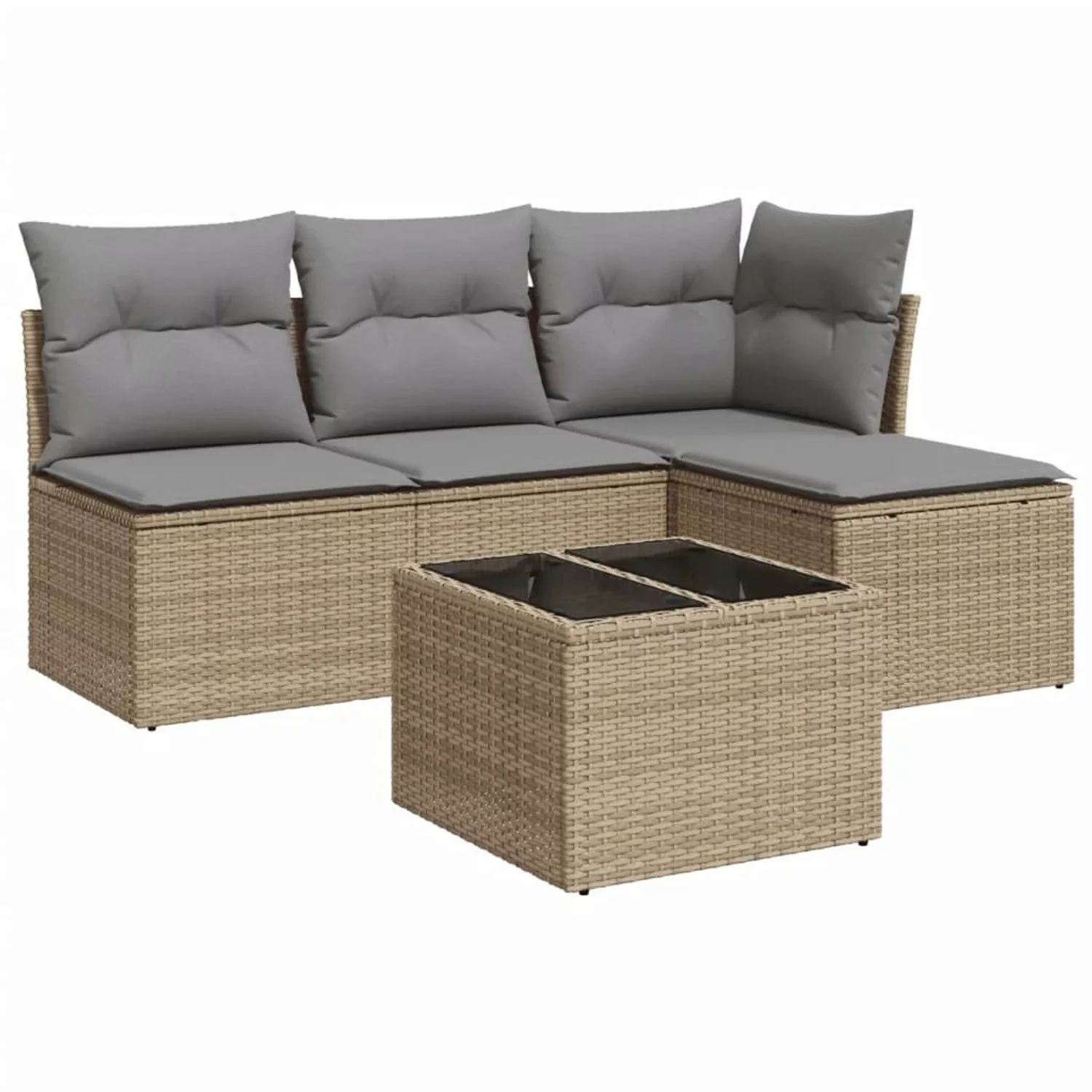 vidaXL 5-tlg Garten-Sofagarnitur mit Kissen Beige Poly Rattan Modell 54 günstig online kaufen