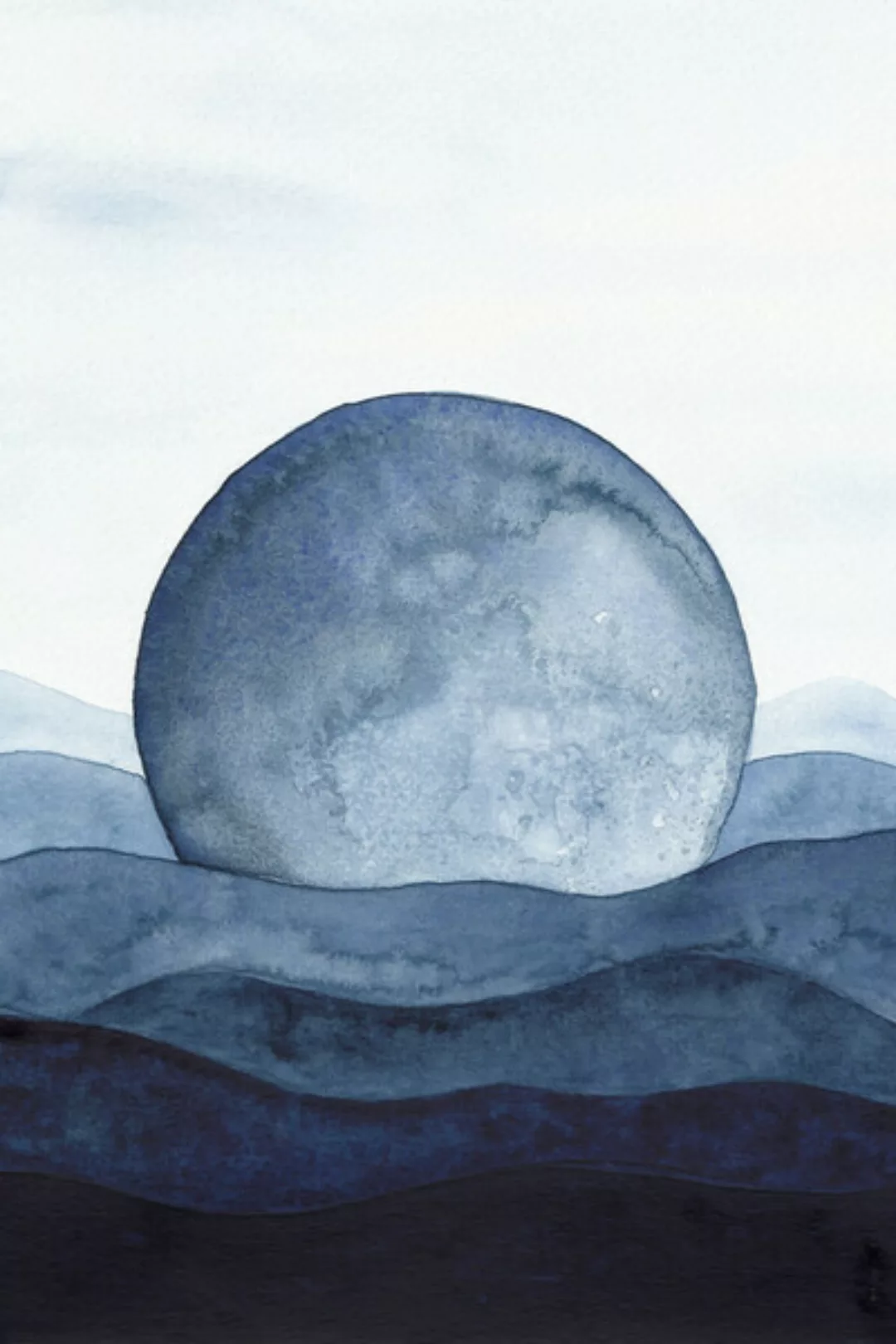 Poster / Leinwandbild - Moon Landscape | Watercolor Painting günstig online kaufen