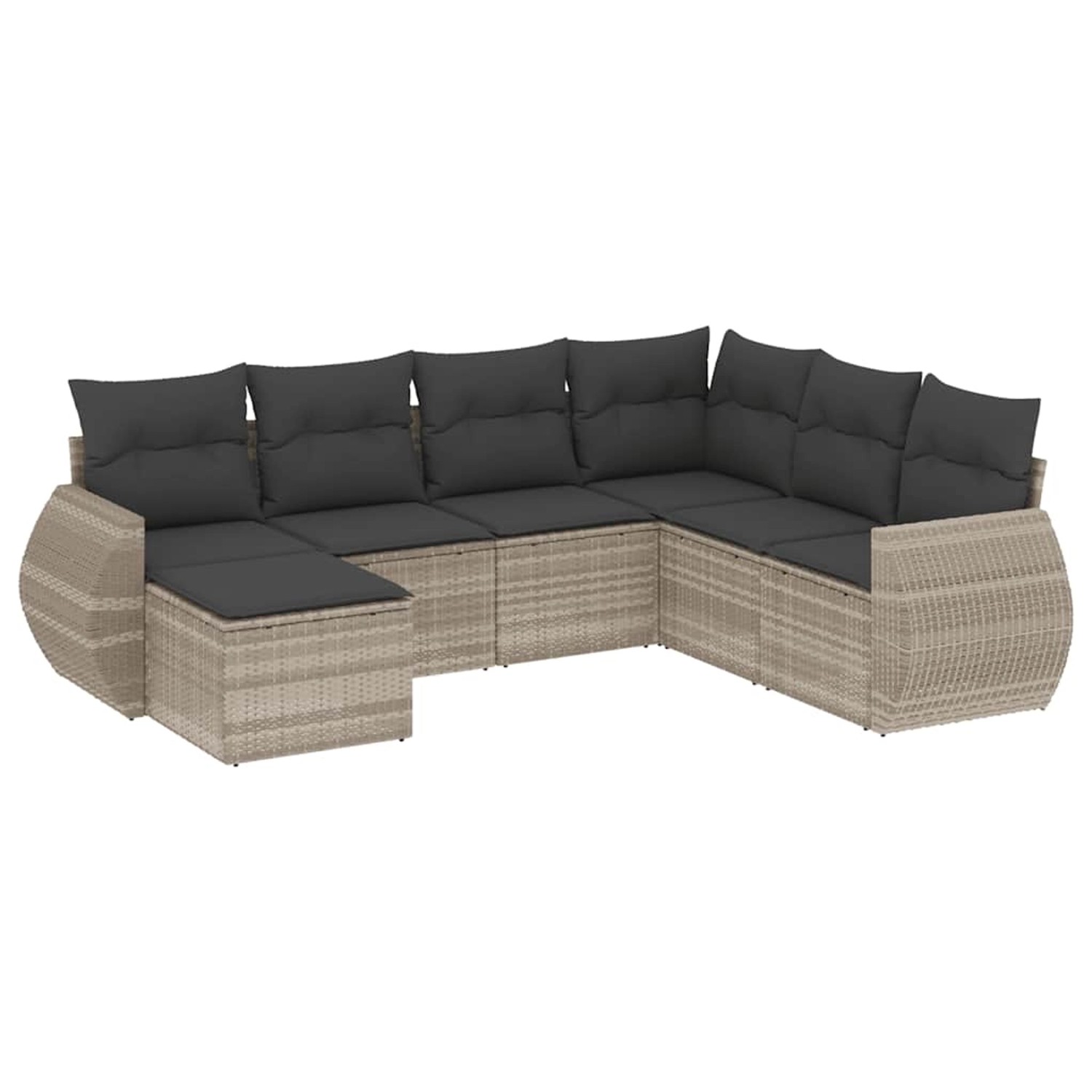 vidaXL 7-Tlg Garten-Sofagarnitur mit Kissen Hellgrau Poly Rattan 3254039 günstig online kaufen