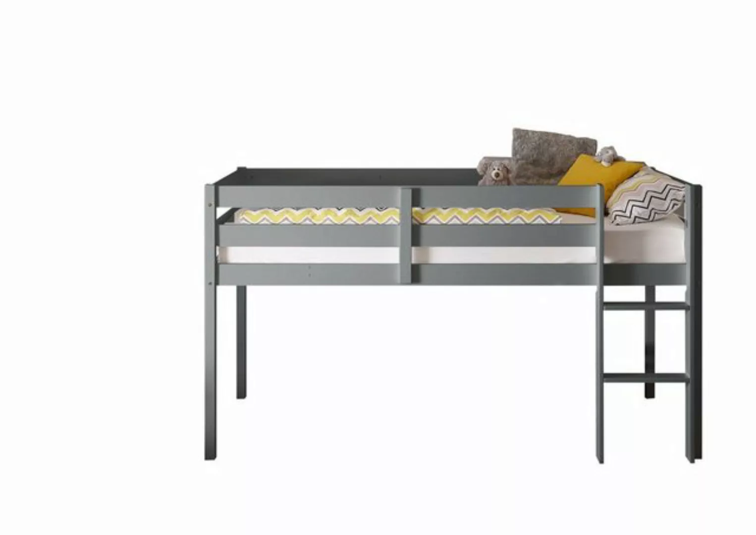 Kindermöbel 24 Hochbett Aron 90*200 cm Kiefer massiv grau günstig online kaufen