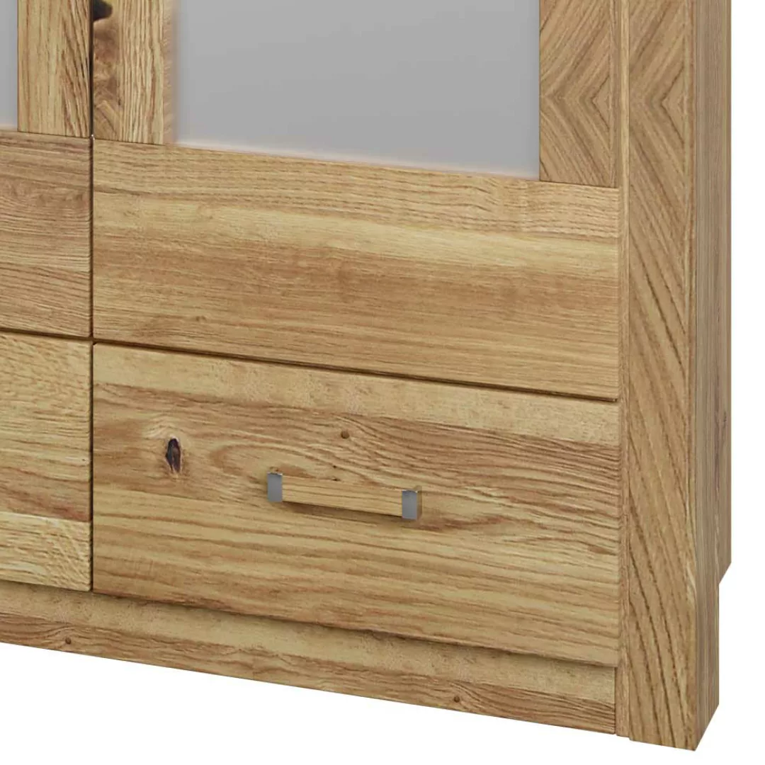 Spiegeltüren Schrank mit zwei Schubladen Asteiche teilmassiv günstig online kaufen