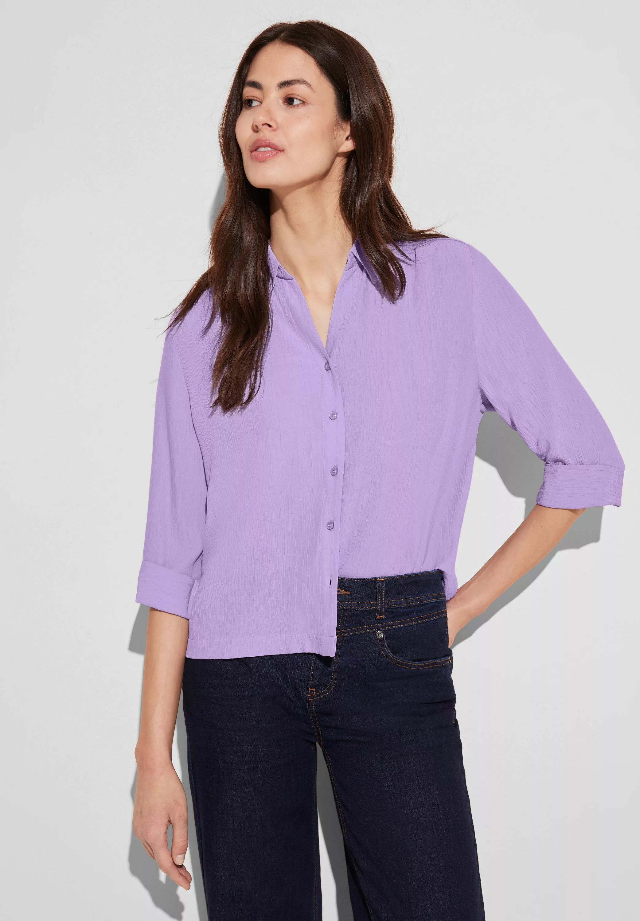 STREET ONE Blusenshirt LTD QR crepe shirtcollar blous, smell of lavender günstig online kaufen